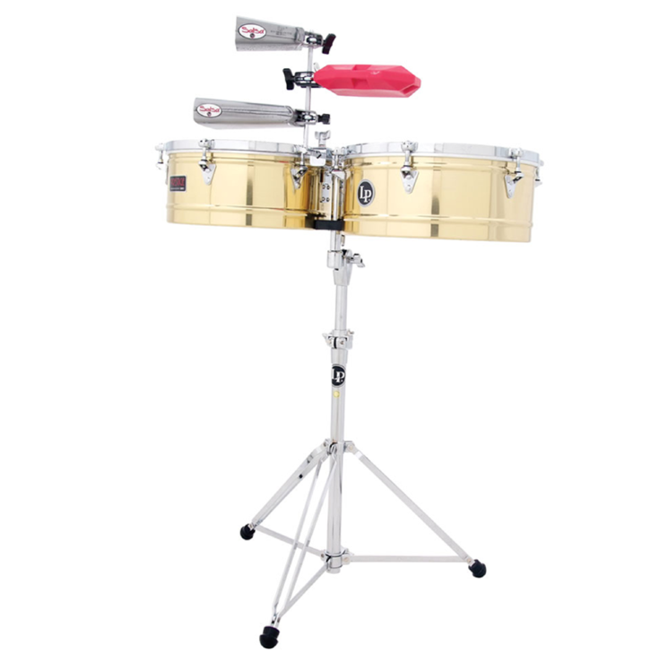 LP LP1314-B Timbales Prestige Solid Brass 13" - 14", тимбалес с корпусом из латуни, глубина - 6.5", двойная стойка в комплекте